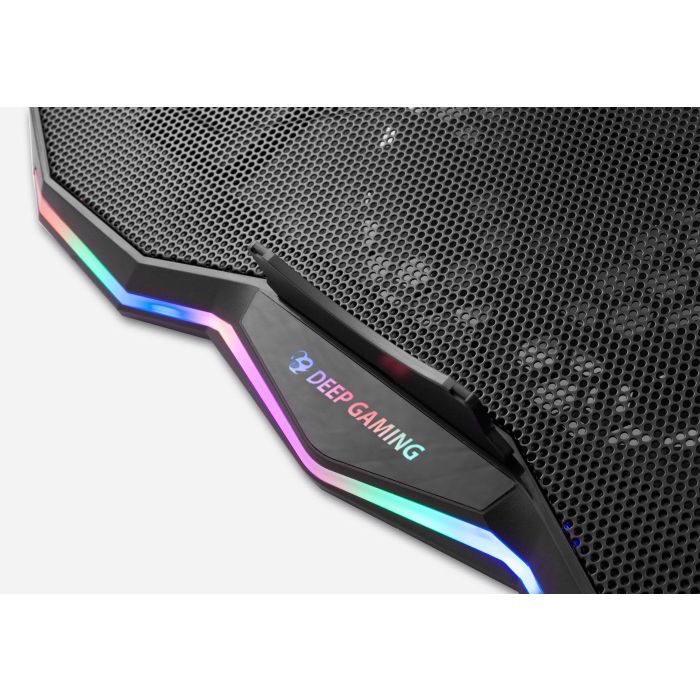 Deep Gaming Soporte Base Refrigeración Portátil RBW-17 con Ventilador 175mm, LED Rainbow, 7 Posiciones, Hub USB, Compatible hasta 17.3 Pulgadas 3 Deep Gaming Soporte Base Refrigeración Portátil RBW-17 con Ventilador 175mm, LED Rainbow, 7 Posiciones, Hub USB, Compatible hasta 17.3 Pulgadas 3