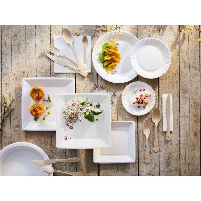 Algon Set de 25 Platos de Cartón Cuadrado con Laca de Soja, 26 cm (15 Unidades) 4
