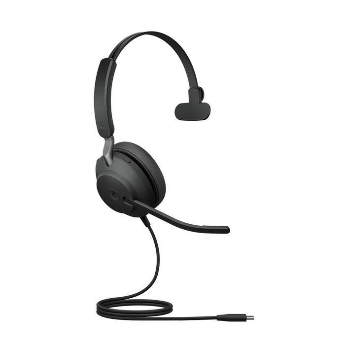 Jabra Evolve2 40 SE USB-C MS Mono Auriculares con Cable Supraaurales para Oficina, Conexión USB-A/C, Cancelación Pasiva de Ruido y 3 Micrófonos 1