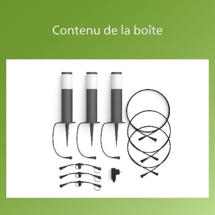 Pack de 3 terminales de exterior PHILIPS Garden Link - Baja tensión - 24W, IP44, 2700K - Antracita 3 Pack de 3 terminales de exterior PHILIPS Garden Link - Baja tensión - 24W, IP44, 2700K - Antracita 3