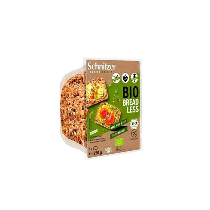 SCHNITZER Pan Bread Less 350g sin levadura ni harina, sin gluten, con semillas, rico en fibra, fuente de Omega 3 y proteína, vegano