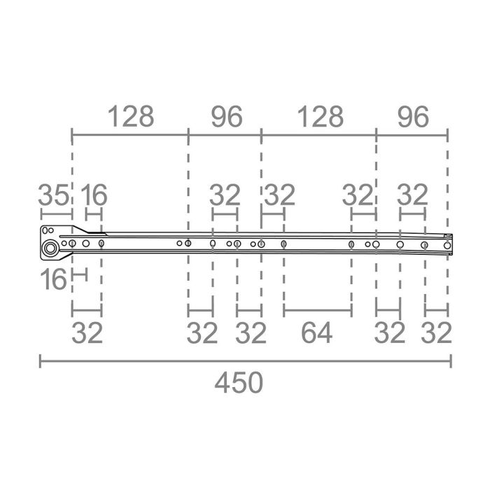Micel Juego Guia Cajon 75045 450mm Acero Blanco Extraccion Parcial 18kg 2