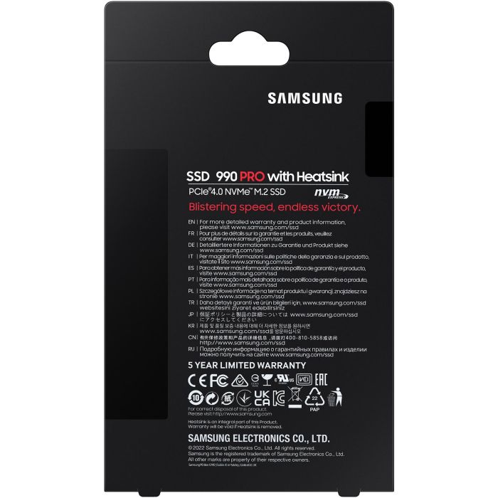 Samsung 990 PRO SSD M.2 4TB con Disipador de Calor NVMe PCIe 4.0, 7450 MB/s Lectura, 6900 MB/s Escritura 4 Samsung 990 PRO SSD M.2 4TB con Disipador de Calor NVMe PCIe 4.0, 7450 MB/s Lectura, 6900 MB/s Escritura 4