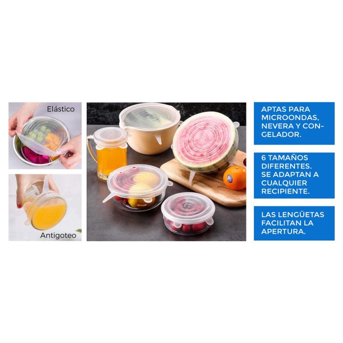 Quttin Set de 6 Tapas de Silicona Adaptables, 25 cm Ancho x 26 cm Largo x 2 cm Alto 20