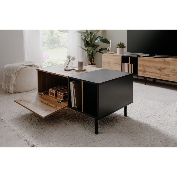 Mesa de centro - LONA - Rectangular - Roble artesanal / Negro - 100 x 46,5 x 55 cm 5 Mesa de centro - LONA - Rectangular - Roble artesanal / Negro - 100 x 46,5 x 55 cm 5