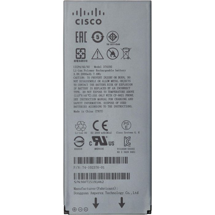 Cisco Teléfono IP Inalámbrico 8821 con Batería Extendida