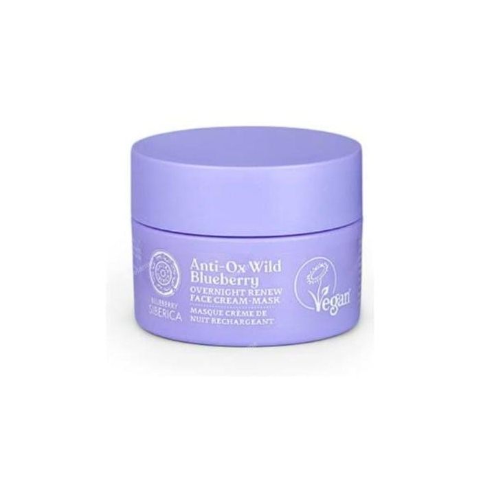 NATURA SIBERICA Anti-Ox Wild Blueberry Crema Mascarilla de Noche con Coenzima Q10 y Ceramidas, Vegano, 50 ml