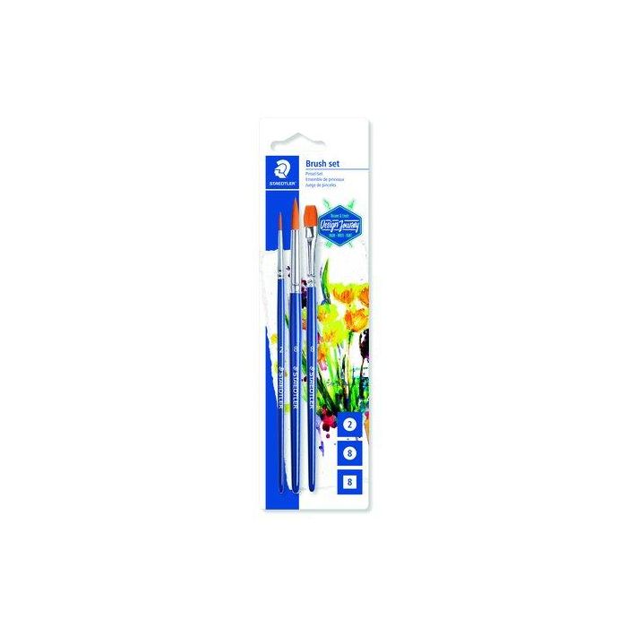 Pincel Staedtler 989 Escolar Blister De 3 (Redondo Nº2, Redondo Nº8 Y Plano Nº 8