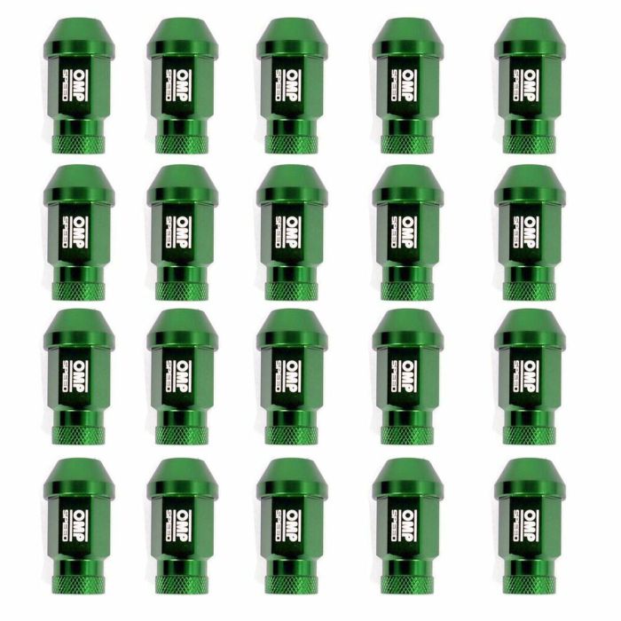 Set Tuercas OMP 7075 40 mm M14 x 1,50 20 uds Verde 1