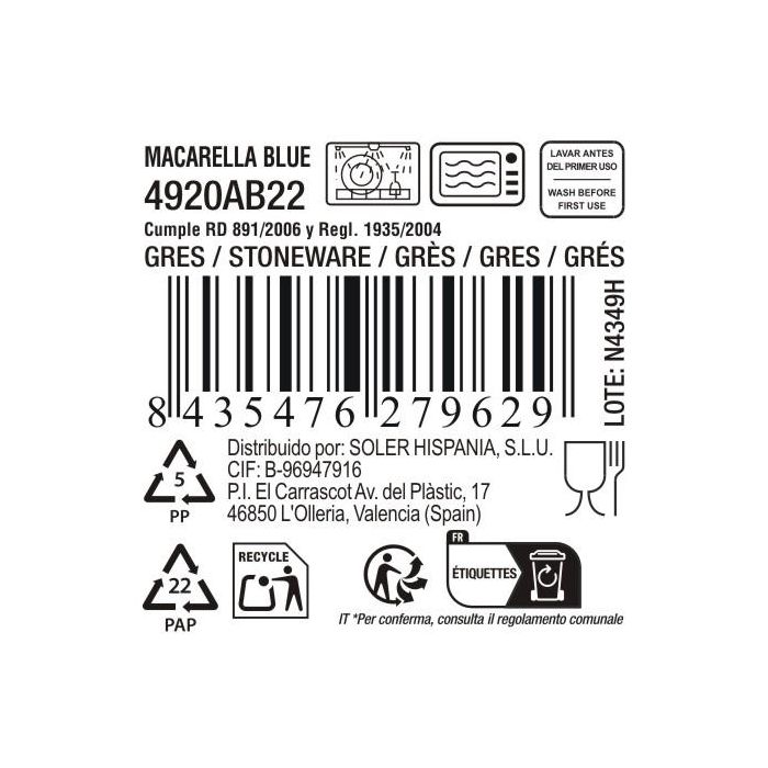 Fuente Oval Macarella Blue 33x14.8x2.7 cm - Inde (12 Unidades) 3 Fuente Oval Macarella Blue 33x14.8x2.7 cm - Inde (12 Unidades) 3