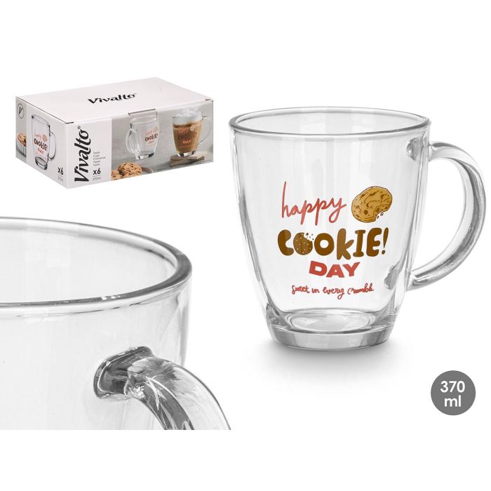 Taza Vidrio Cookie 370Ml Vivalto 12X10CM (24 Unidades) Taza Vidrio Cookie 370Ml Vivalto 12X10CM (24 Unidades)