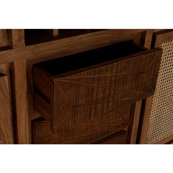 DKD Home Decor Vitrina Colonial Marron Natural Acacia Cristal Ratan 41 x 153 x 160 cm 3