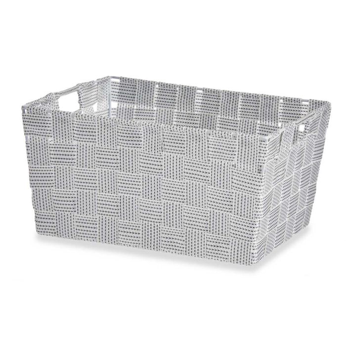 Kipit Cesta Tela Cónica Rectangular con Asas Mediana Blanca 30 cm x 14 cm x 20 cm (Set de 18) 2