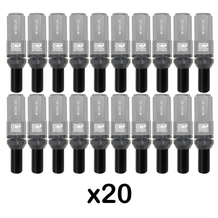 Omp Juego 20 Tornillos Rueda Aluminio M12x1.25 Llave 17-19 Largo 28mm Protector Gris OMPS09971204 4