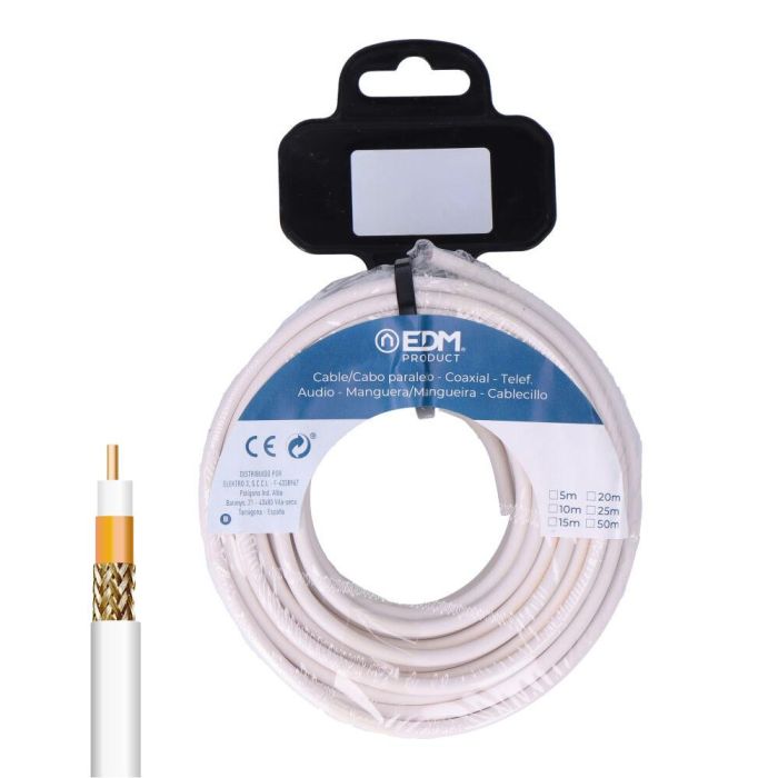 Carrete cable coaxial apantallado cobre 15 m Carrete cable coaxial apantallado cobre 15 m