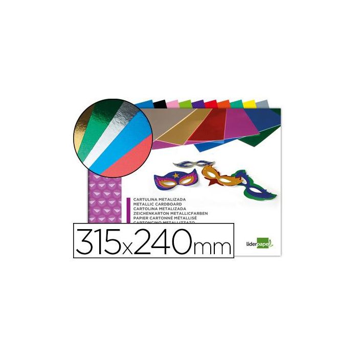 Bloc Trabajos Manuales Liderpapel Cartulina Metalizada 240x315 mm 10 Hojas Colores Surtidos