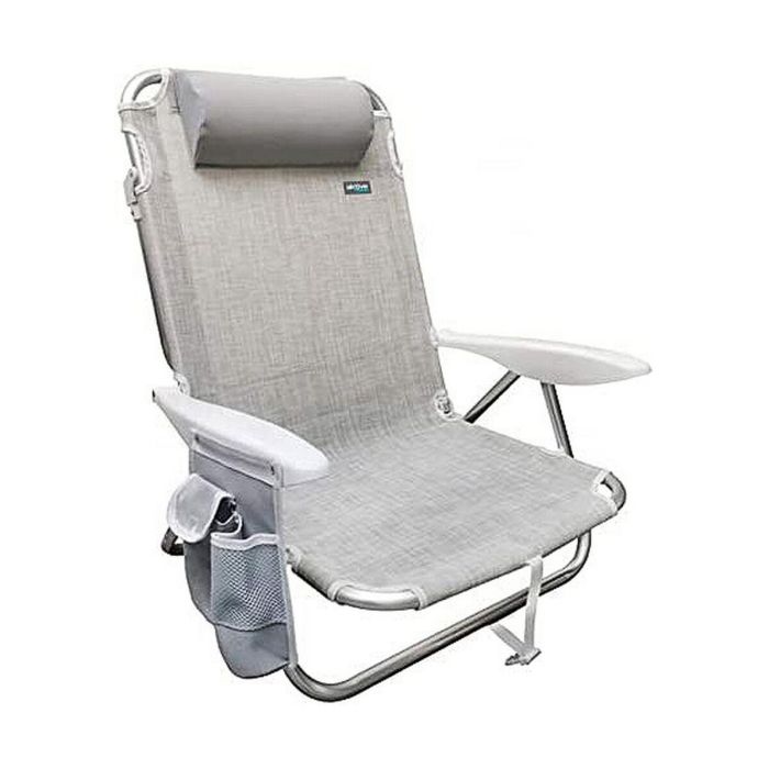 Silla playa plegable aluminio 4 posiciones ibiza 51x45x76 cm con cojin y bolso. 2