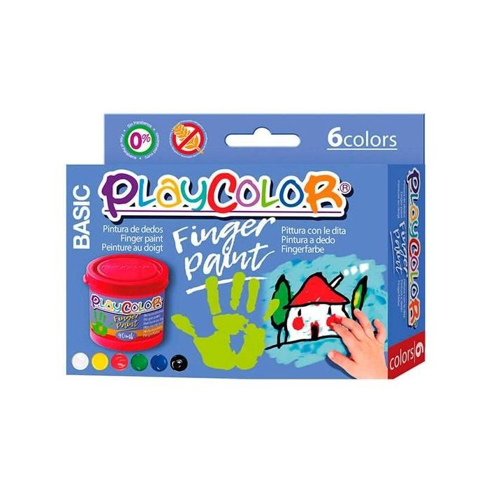 Playcolor Pack 6 Botes Pintura De Dedos 40 mL Finger Paint Basic C-Surtidos