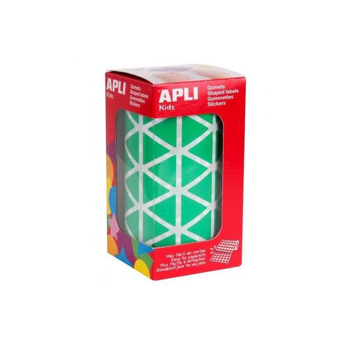 Apli Gomets Triangulares 20 mm Rollo Verde -Rollo 2832 Unidades-