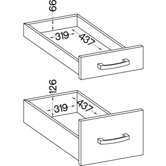 LASSEN Armario bajo 4 cajones con encimera Gris mate - L 40 x P 51,6 x H 85 cm - Mueble cocina/baño 4