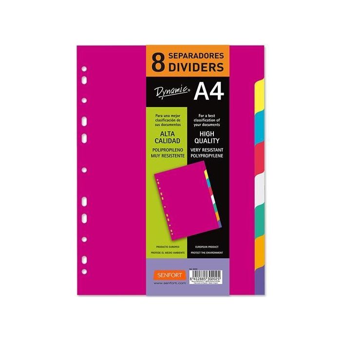 Senfort Juego 8 Separadores A4 Pp Rígido Dynamic C-Surtidos Senfort Juego 8 Separadores A4 Pp Rígido Dynamic C-Surtidos