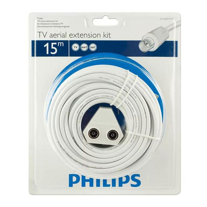 Cable de antena tv coaxial tipo pal 15m swv2209w/10 philips 1