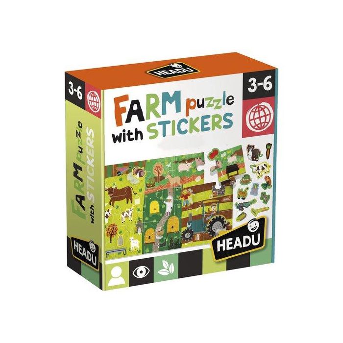 Juego Educativo Headu Farm Stickers Puzle 4 unidades