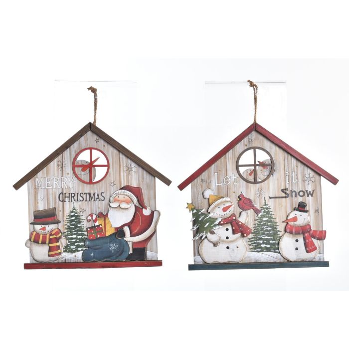 Decoracion Colgante Navidad Tradicional DKD Home Decor Rojo Verde 2 x 28 x 30 cm (6 Unidades)