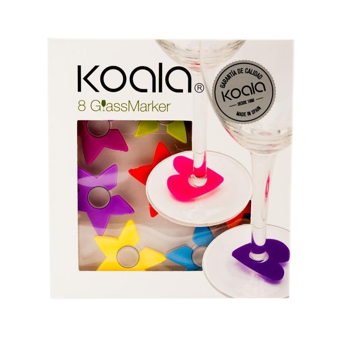 Koala Set 8 Identificadores de Copas Star de Plástico Multicolor 12,8x5x13,7 cm, Fácil Limpieza, Higiénico y Duradero, Fabricado en España 5