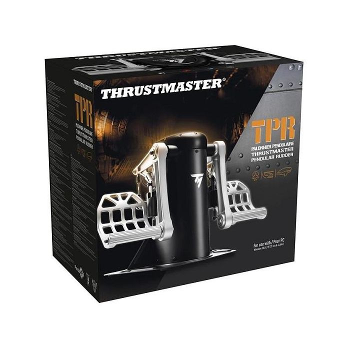 Thrustmaster TPR Rudder Pedales de Simulador de Vuelo para PC, Analógico, Alámbrico USB, Negro/Plata, Ref. TPR