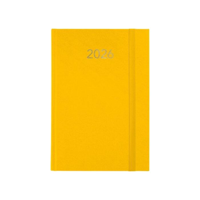 Agenda Anual (2026) Grafoplas Florencia Cosida Tapa Acolchada Con Goma A5 210X145 D/P Amarillo