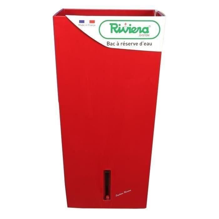 RIVIERA Eva Nueva maceta cuadrada de plástico - 37 x 37 x H 68.5 cm - 69 L - Rojo RIVIERA Eva Nueva maceta cuadrada de plástico - 37 x 37 x H 68.5 cm - 69 L - Rojo