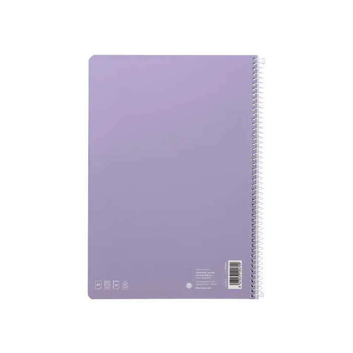 Liderpapel Cuaderno espiral A4 Smart tapa blanda 80 hojas 75gr cuadro 4mm con margen color violeta 2