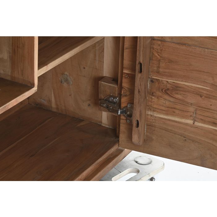 DKD Home Decor Armario Colonial Marrón 4 Puertas Acacia Cristal Led 145x40x153 cm 4