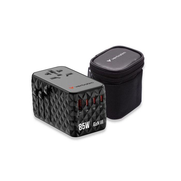 Verbatim Charge 'n' Travel Diamond 85W Retractable Cable CNT-02 Adaptador de Viaje Universal GaN III 8