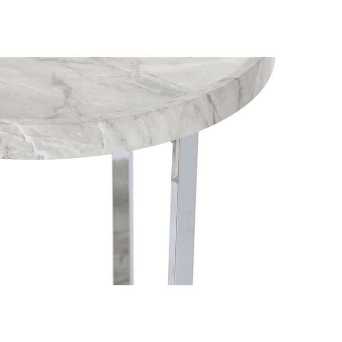 DKD Home Decor Mesita Auxiliar Moderno Blanco Plateado MDF Metal Simil Marmol 40 x 53 x 40 cm 2