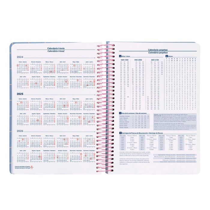 Agenda Espiral Liderpapel Classic A4 2025 Dia Pagina Azul Claro Papel 70 gr 7