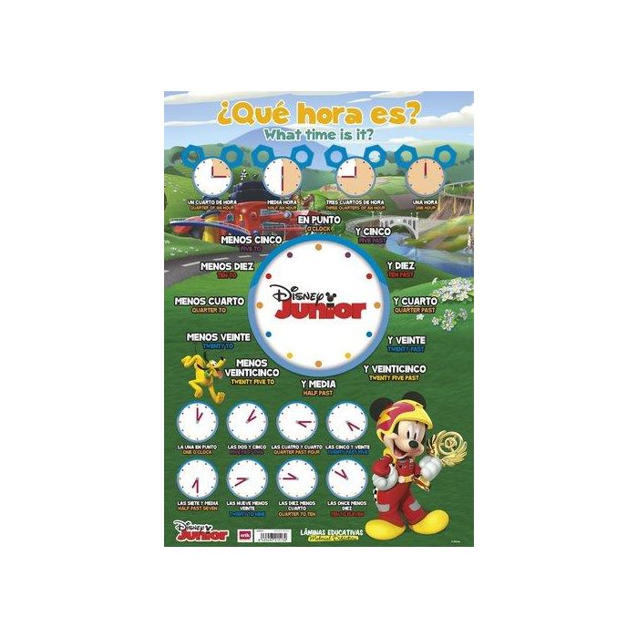 Lamina Escolar Erik Pvc 40X59,5 Didactica ¿Que Hora Es? Español/Ingles