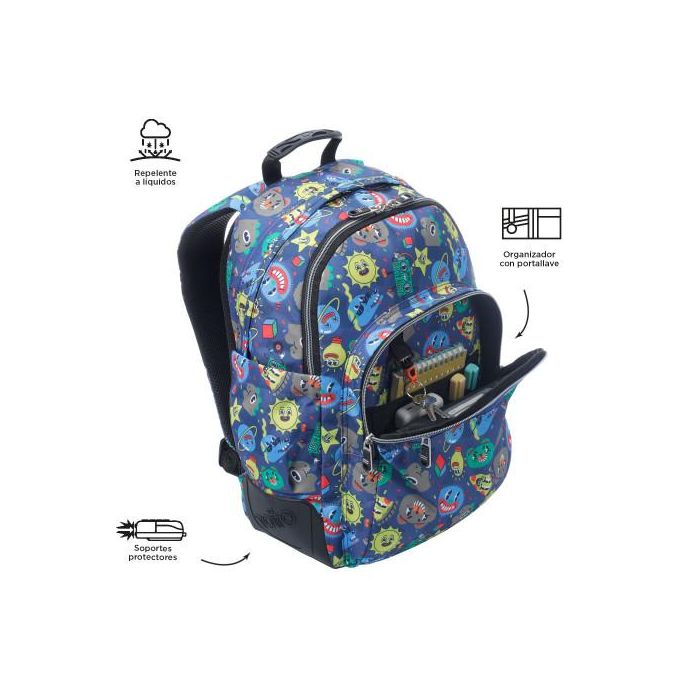 Totto Mochila Escolar Rayol Tello MA04ECO002-2416N-8JZ, Mediana, 33 x 44 x 13.5 cm, 19.6L, Estampado 1