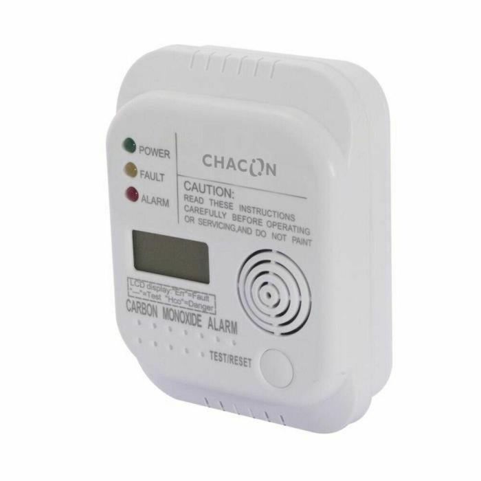 Chacon Detector de CO con Pantalla LCD, Alarma 85dB, Alimentación Pilas AA, Certificación EN50291