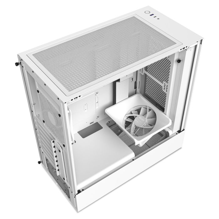 NZXT H5 Flow Midi Tower PC Blanco con Ventana Lateral y Filtro Anti-polvo. Soporta ATX, EATX, micro ATX, Mini-ITX. Máx. 16.5cm CPU cooler y 36.5cm GPU. 3