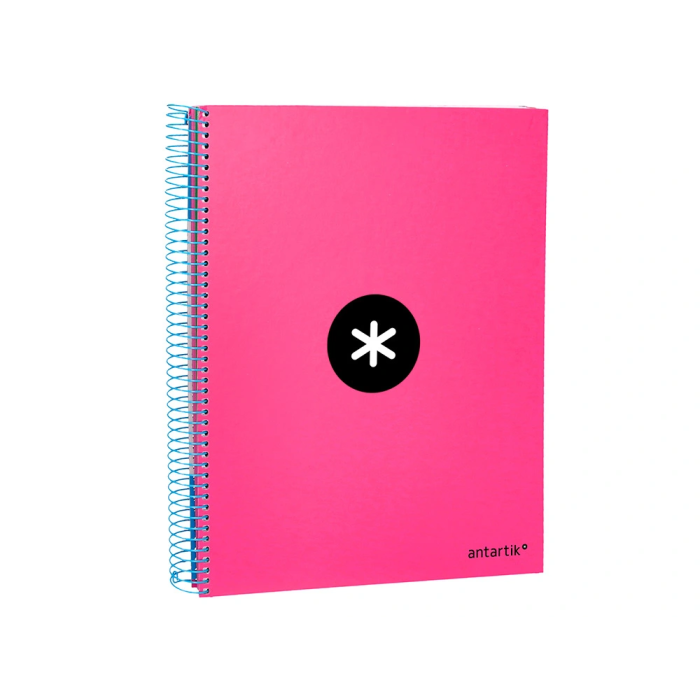 Antartik Cuaderno Espiral A4 Micro Antartik Tapa Forrada 120 Hojas 90 Gr Liso Con Bandas 4 Taladros Rosa Fluor 4