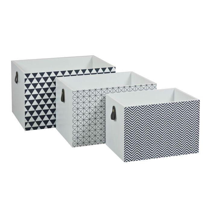 Caja DKD Home Decor Blanco Gris 28 x 23 x 37 cm Set de 3