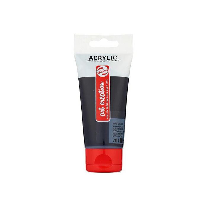 Talens Art Creation 701 Pintura Acrílica Negro Marfil 75 mL Tubo - Calidad Fiable, Secado Rápido, Impermeable, Multisuperficie