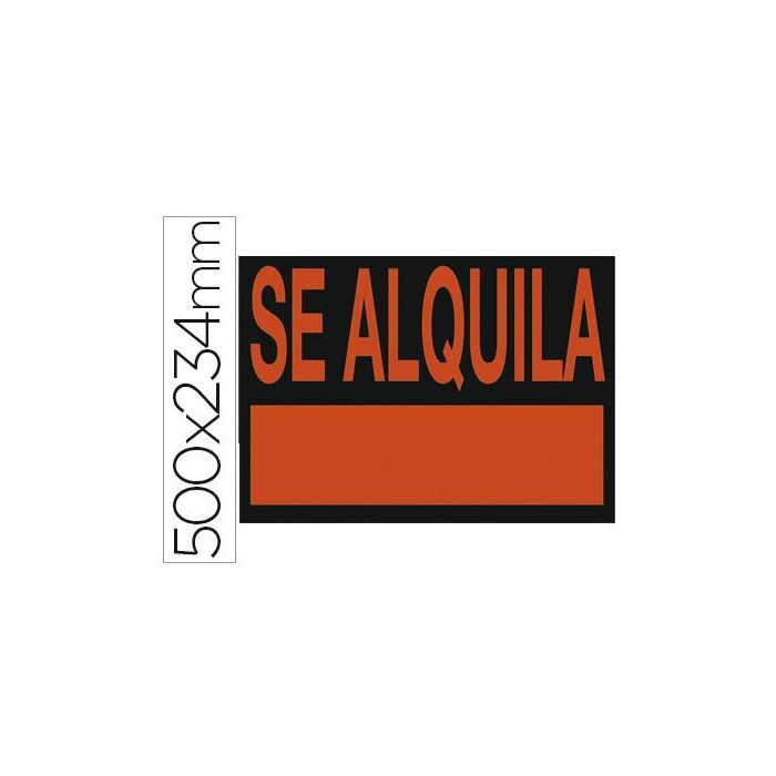 Cartel Plastico Archivo 2000 -'Se Alquila-' Rojo Fluorescente 500x234 mm