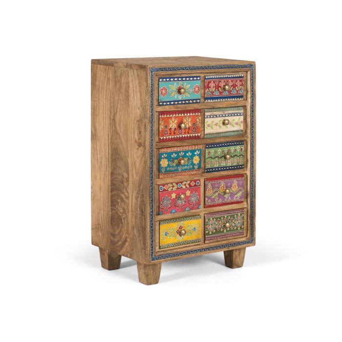 Giner y Colomer Mueble Auxiliar de Madera de Mango con 10 Cajones Pintados a Mano 1 Giner y Colomer Mueble Auxiliar de Madera de Mango con 10 Cajones Pintados a Mano 1