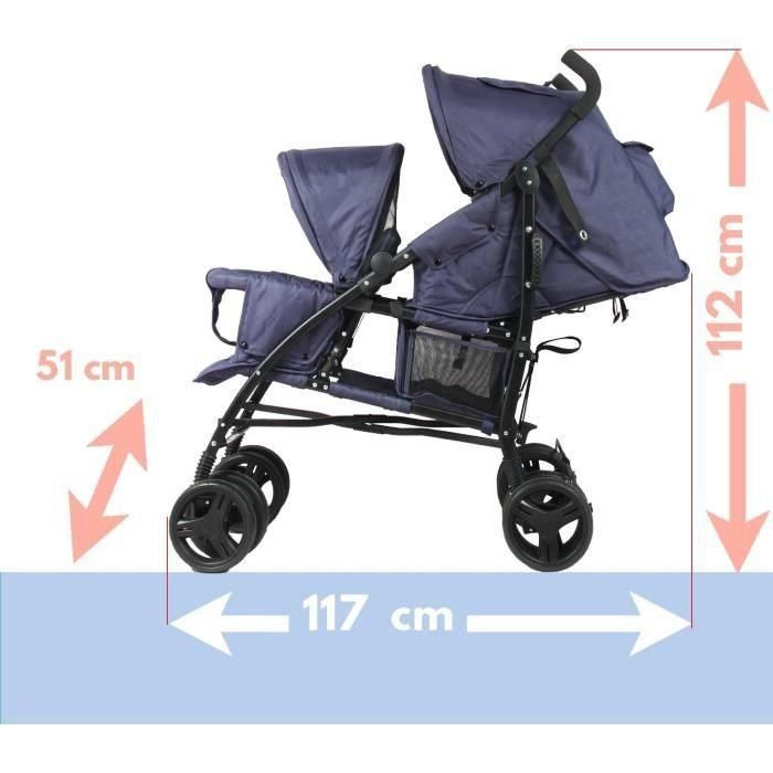 Cochecito de doble bastón BAMBISOL - 6-36 meses para el asiento delantero (máx. 15 kg) y 0-36 meses (máx. 15 kg) para el asiento trasero 5 Cochecito de doble bastón BAMBISOL - 6-36 meses para el asiento delantero (máx. 15 kg) y 0-36 meses (máx. 15 kg) para el asiento trasero 5