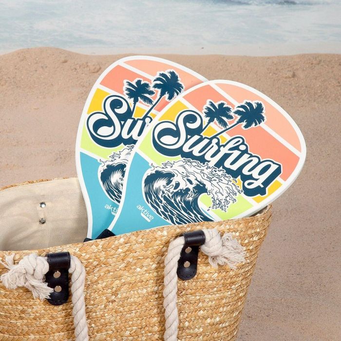 Palas de Playa con Pelota Aktive Surf 20 x 40 cm (12 Unidades) 2 Palas de Playa con Pelota Aktive Surf 20 x 40 cm (12 Unidades) 2