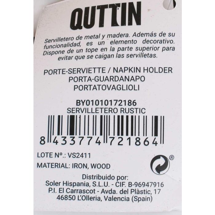 Confortime Servilletero Rustic Quttin 19x19x7 cm (12 Unidades) 3