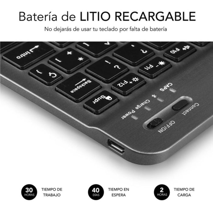 Teclado Compacto Inalámbrico por Bluetooth Subblim Smart/ Gris 2 Teclado Compacto Inalámbrico por Bluetooth Subblim Smart/ Gris 2